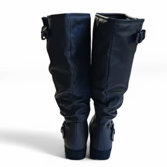 Journee Collection Gray Faux Leather Stormy Rutched Side Riding Boots – Size 8 - Picture 7 of 16